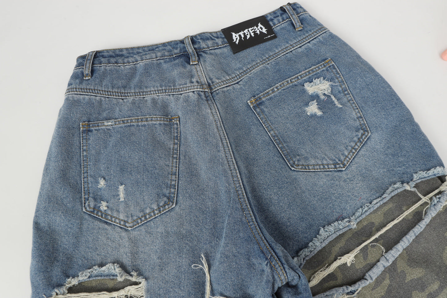 Ripped Denim Camo | Layered Jeans