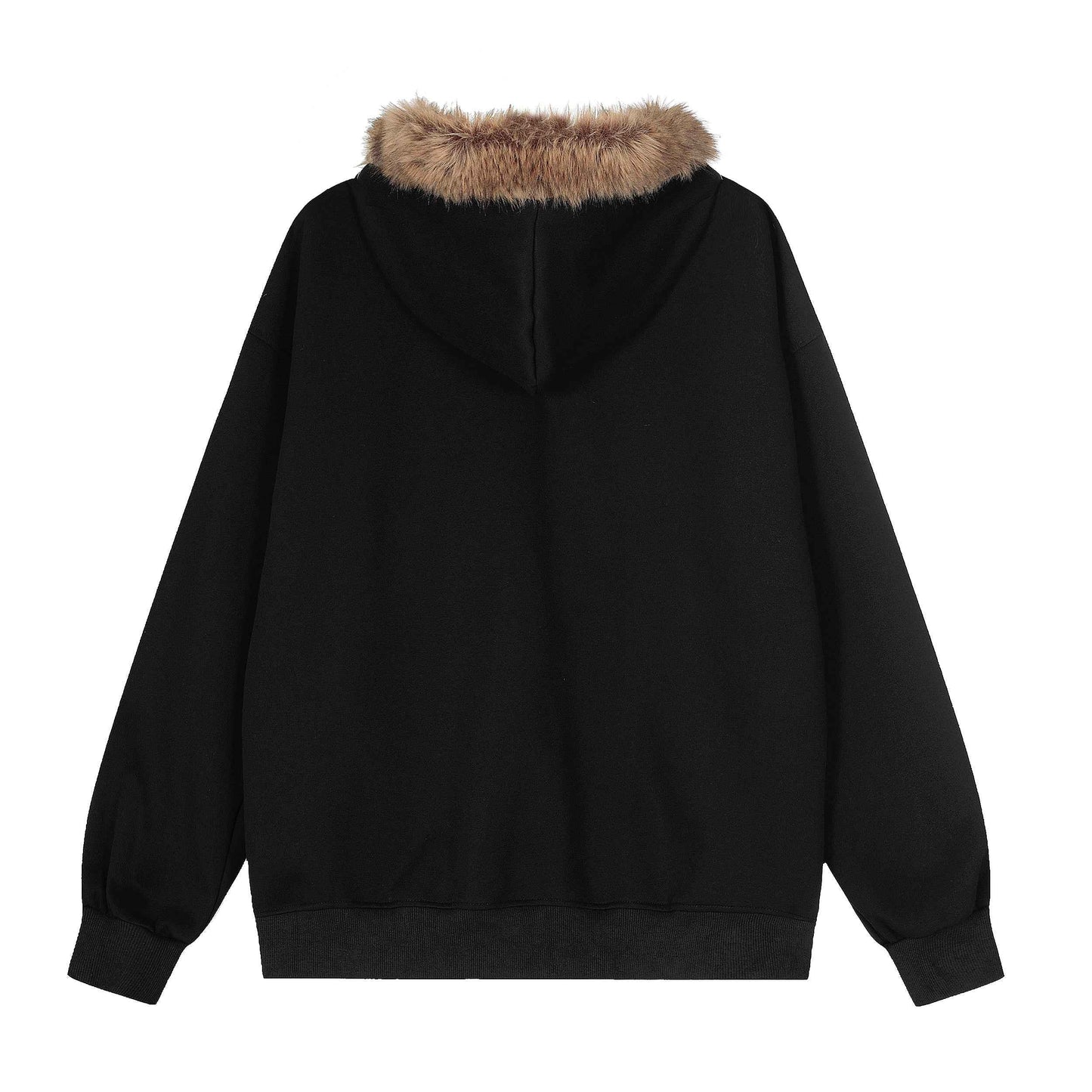 Graffiti Print Faux Fur | Zip Up Hoodie
