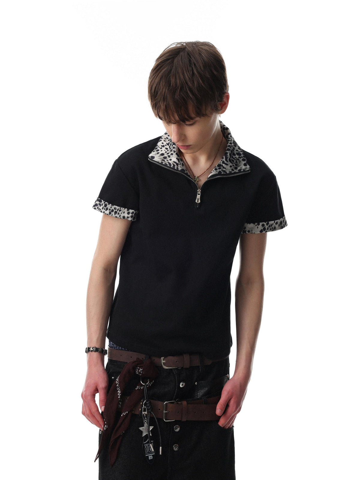 The Arctic Leopard Zip Polo T-Shirt
