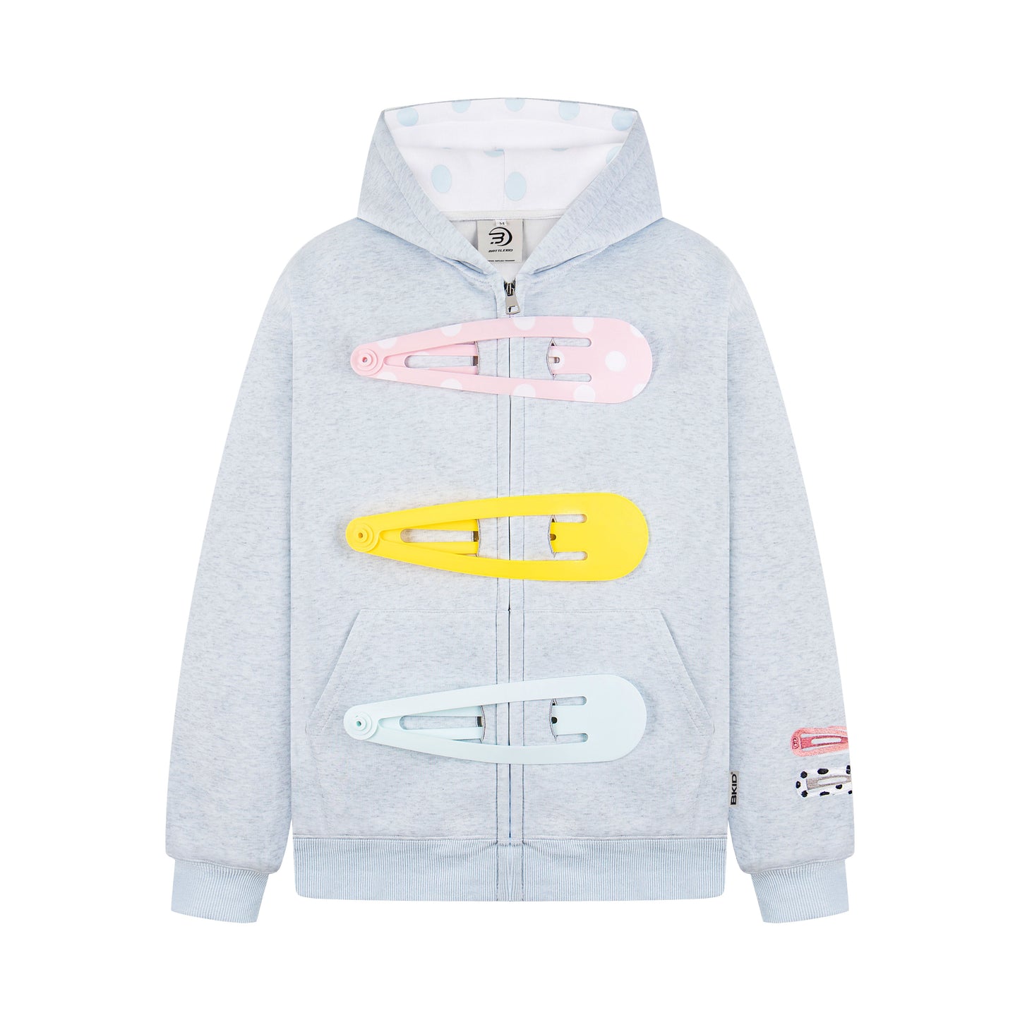Detachable Hair Clip Decoration Zip Up Hoodie