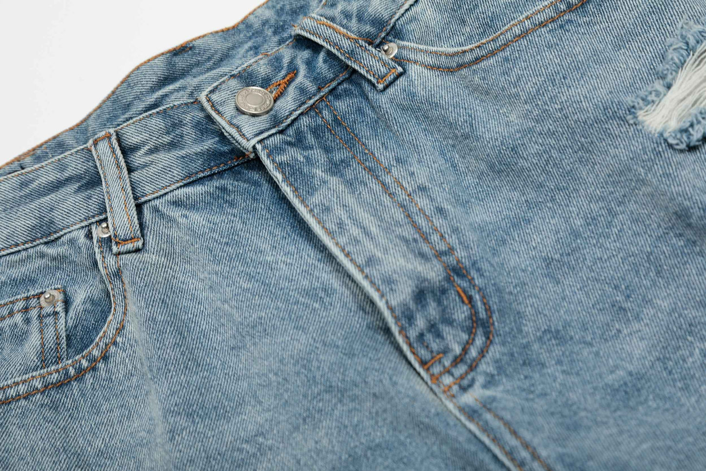 Distressed Light Wash Denim Shorts
