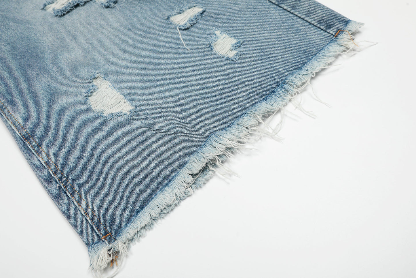 Distressed Light Wash Denim Shorts