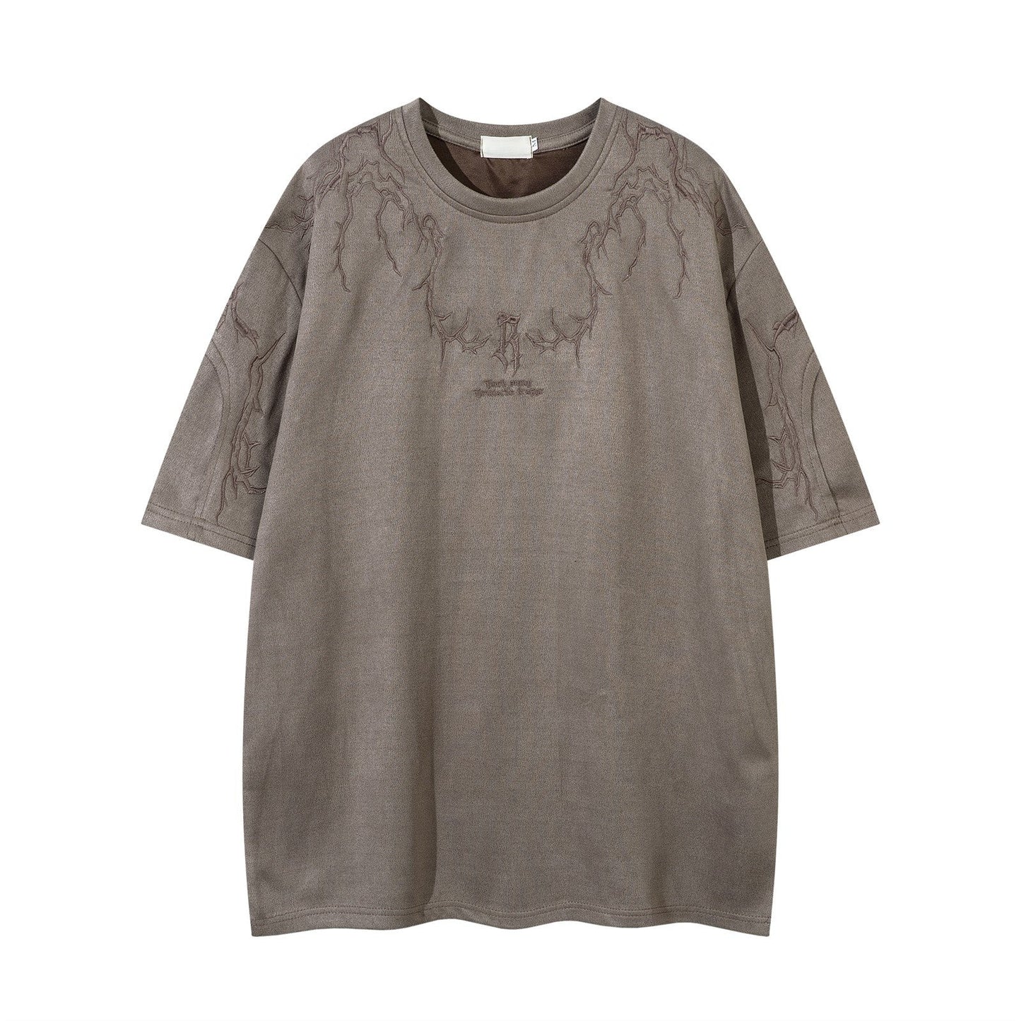 Thorn Embroidery Suede T-Shirt