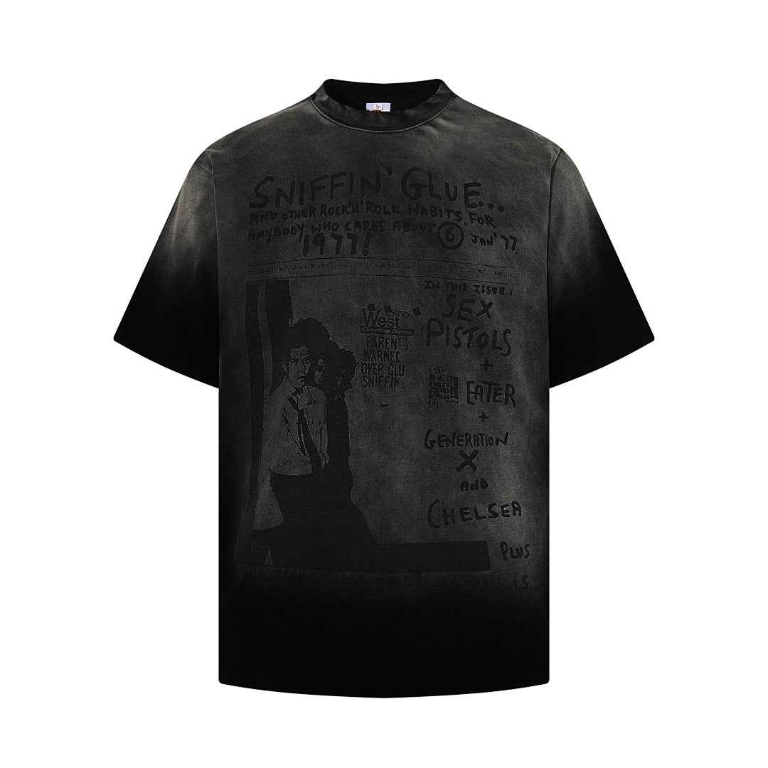 Washed Graphic Print Cotton T-Shirt