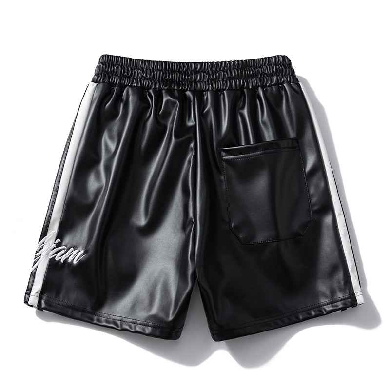 Striped Racing Faux-Leather Shorts