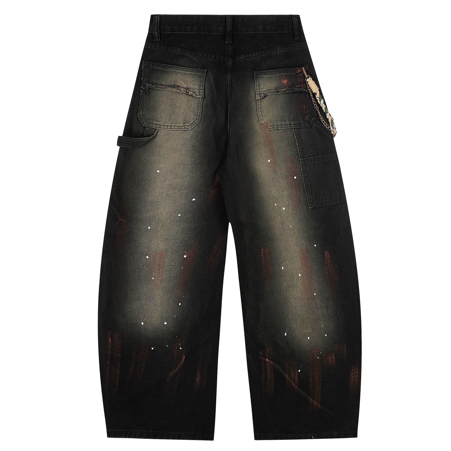 Vintage Inkjet Dirty Dye Washed Scimitar Distressed Jeans