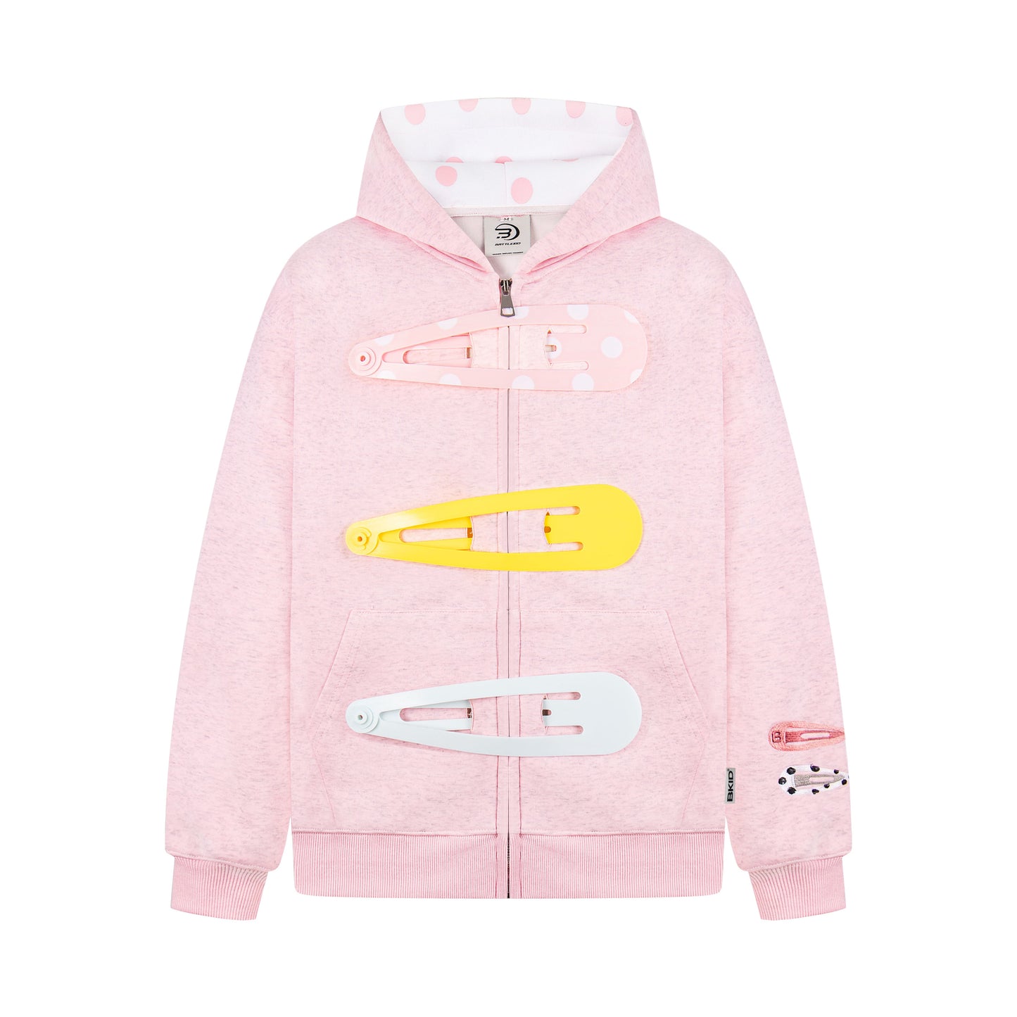Detachable Hair Clip Decoration Zip Up Hoodie