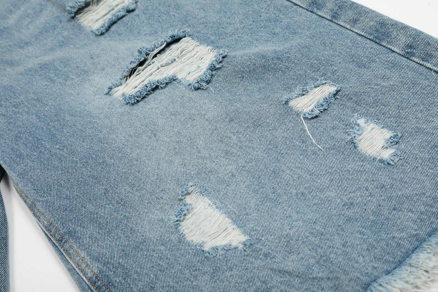 Distressed Light Wash Denim Shorts