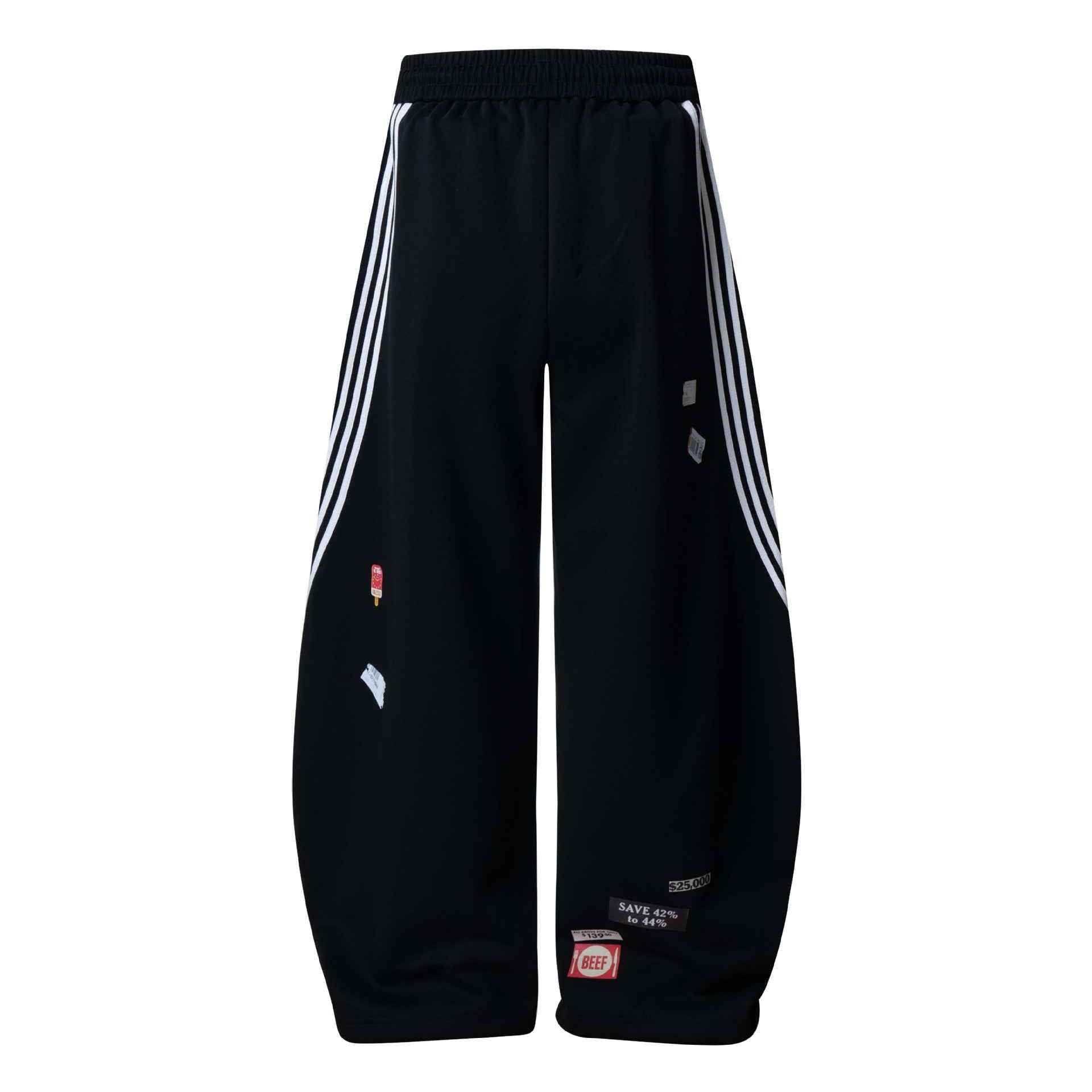 Street Patterned Striped Barrel Casual Pants