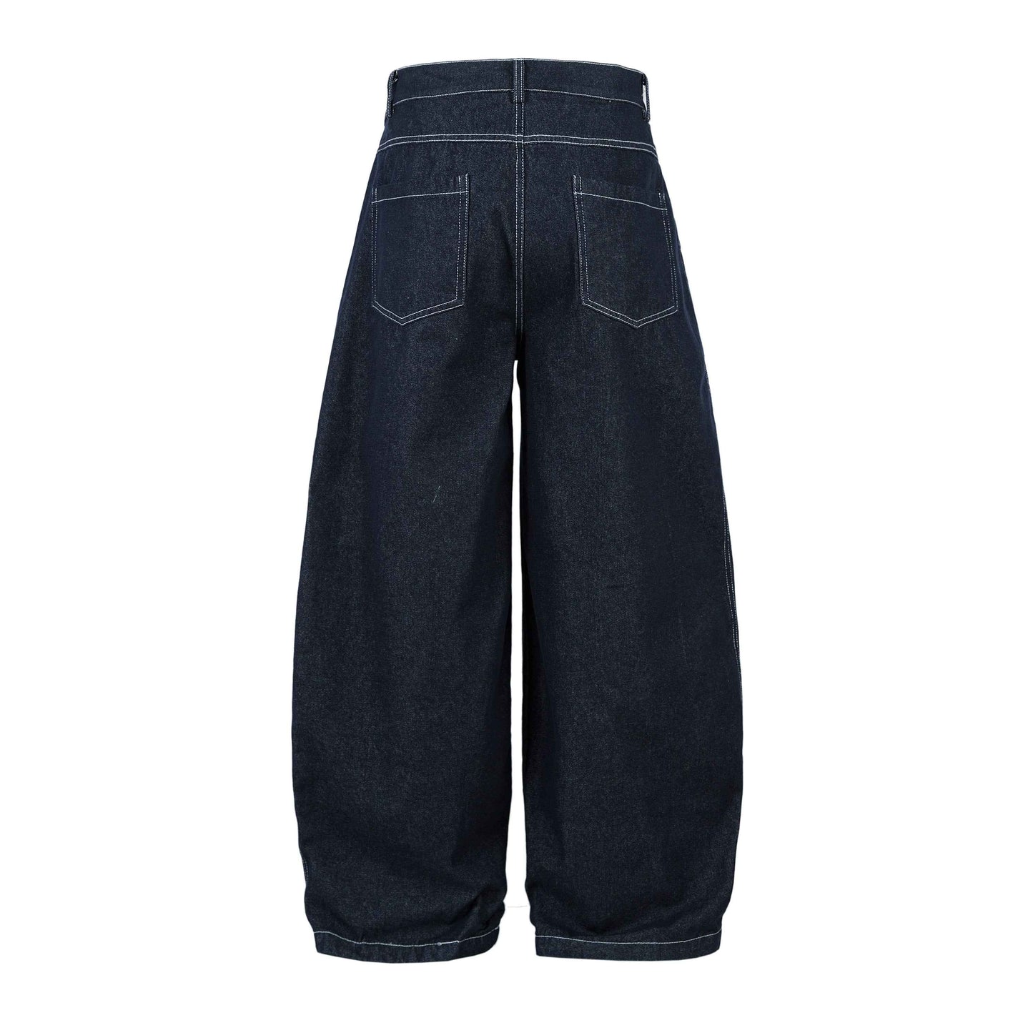 Deconstructed Contrast Stitching Pleated Baggy Barrel Jeans