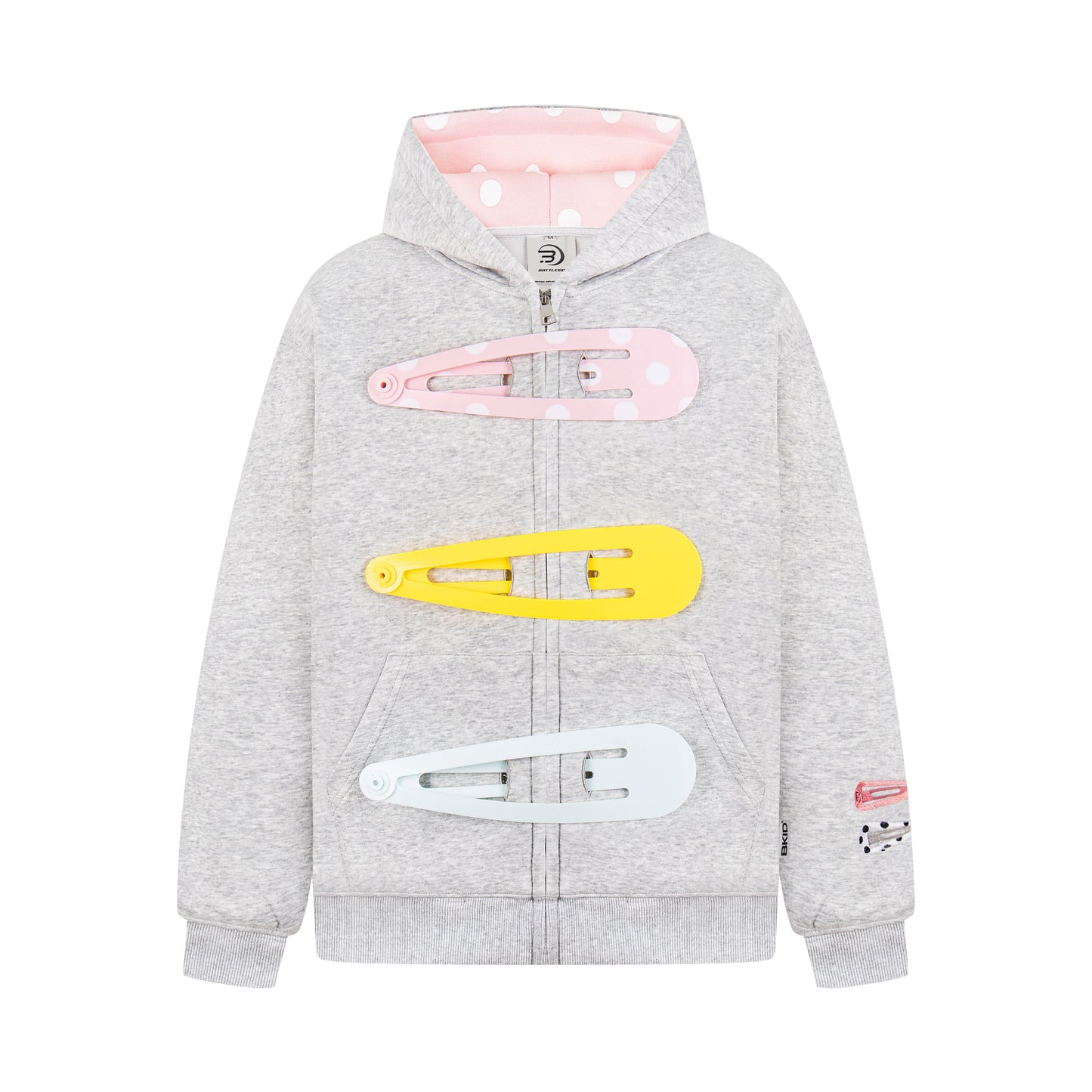Detachable Hair Clip Decoration Zip Up Hoodie