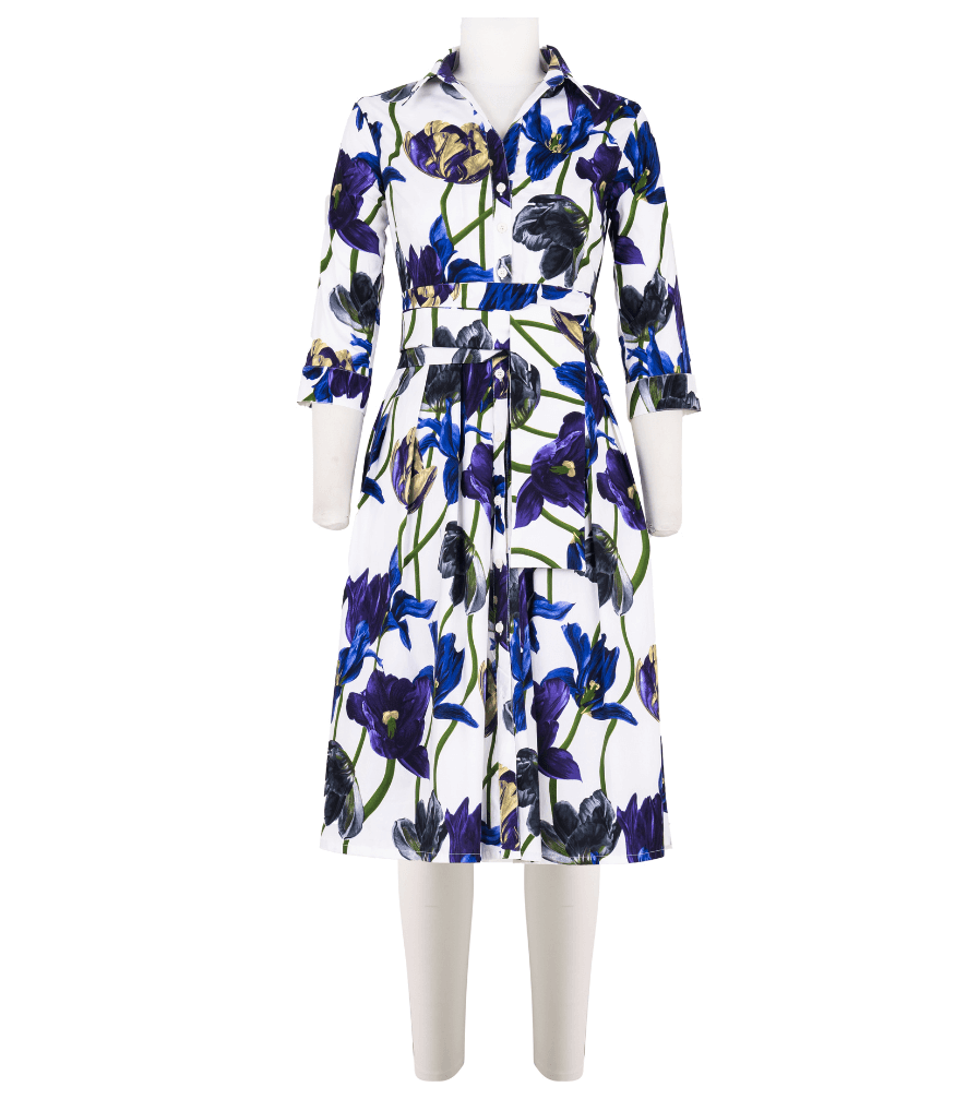 Audrey Dress #1 White Blue Long Dress - JUSTLUXURY