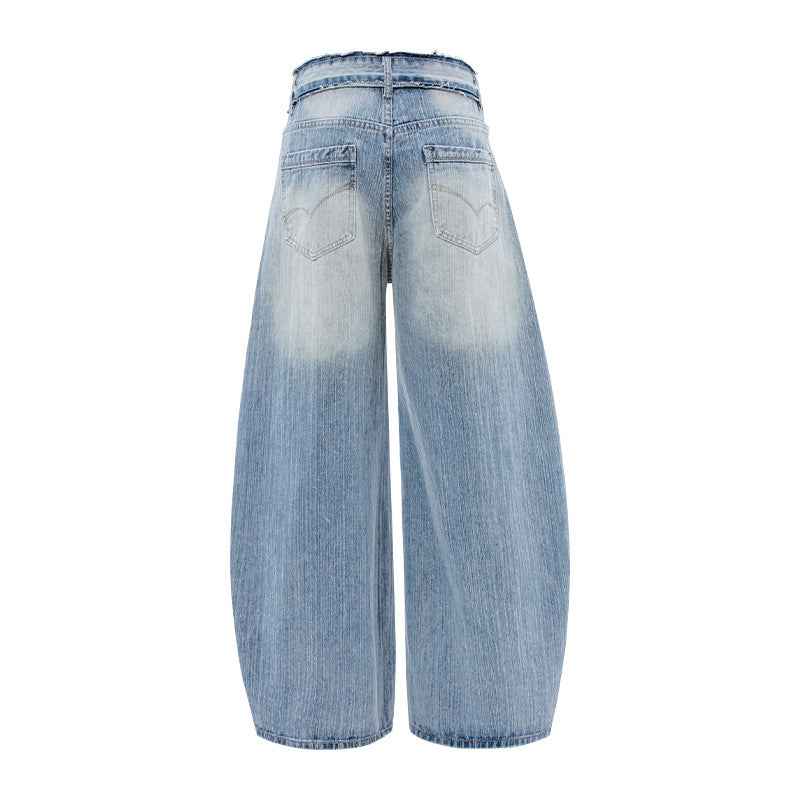 Vintage Washed Patchwork Distressed Scimitar Jeans