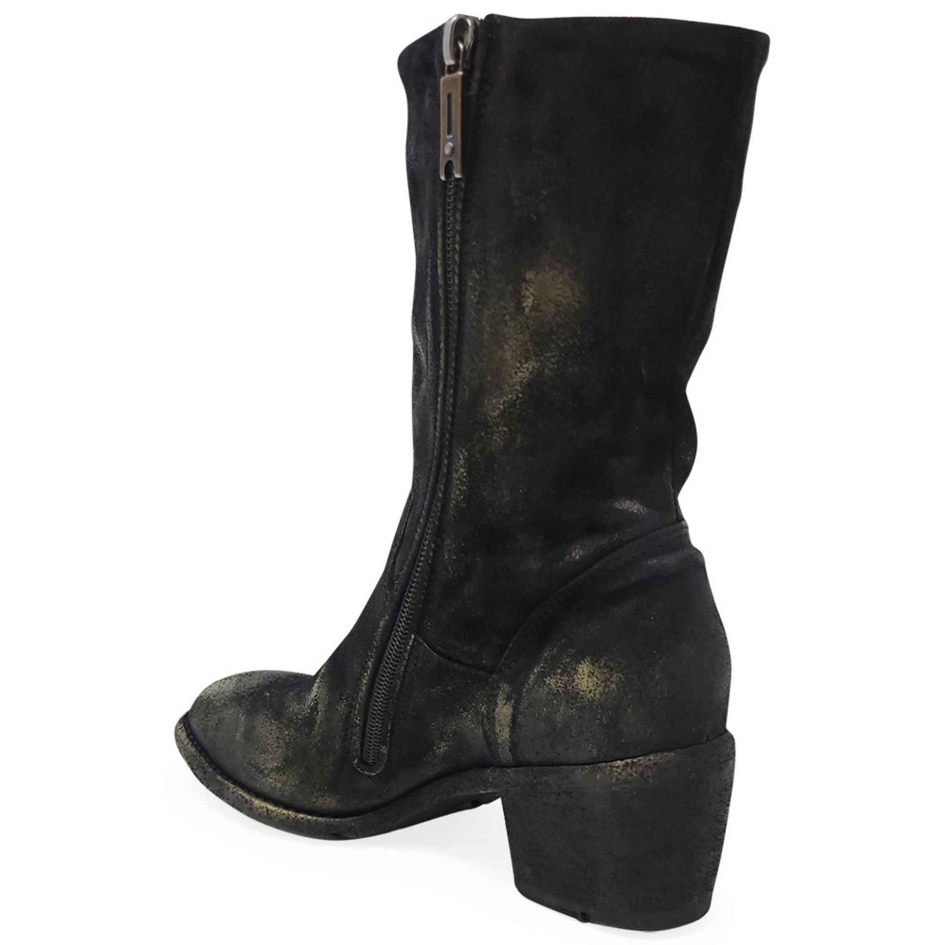 Gold Suede Metallic Mid Calf Boot