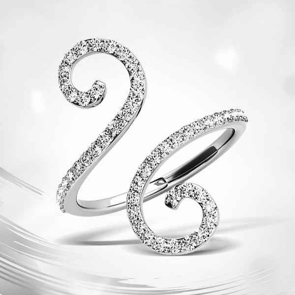 14k White Gold Diamond Open Flourish Style Ring (1/2 cttw)