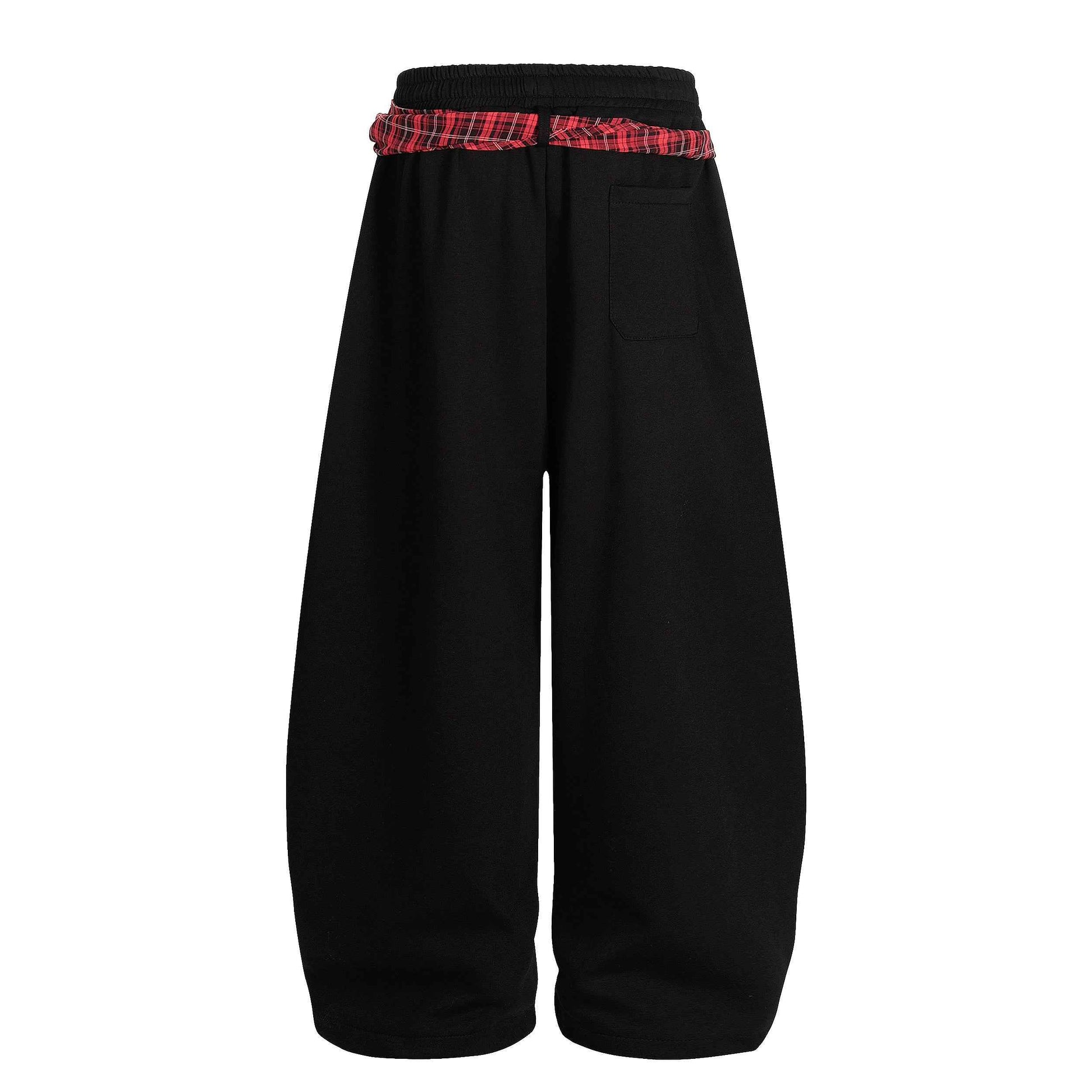 Street Detachable Plaid Waistband Machete Casual Pants