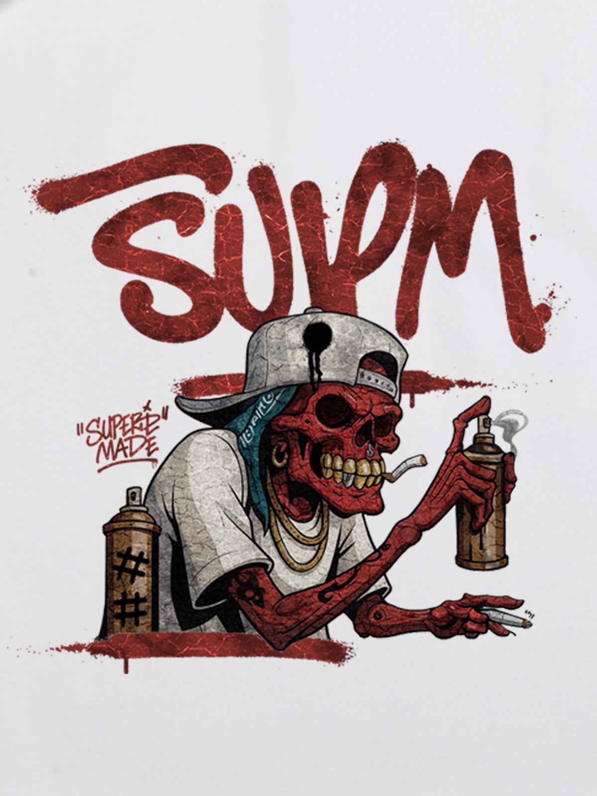 Street Trendy Skull Spray-Paint Graffiti Master T-Shirt