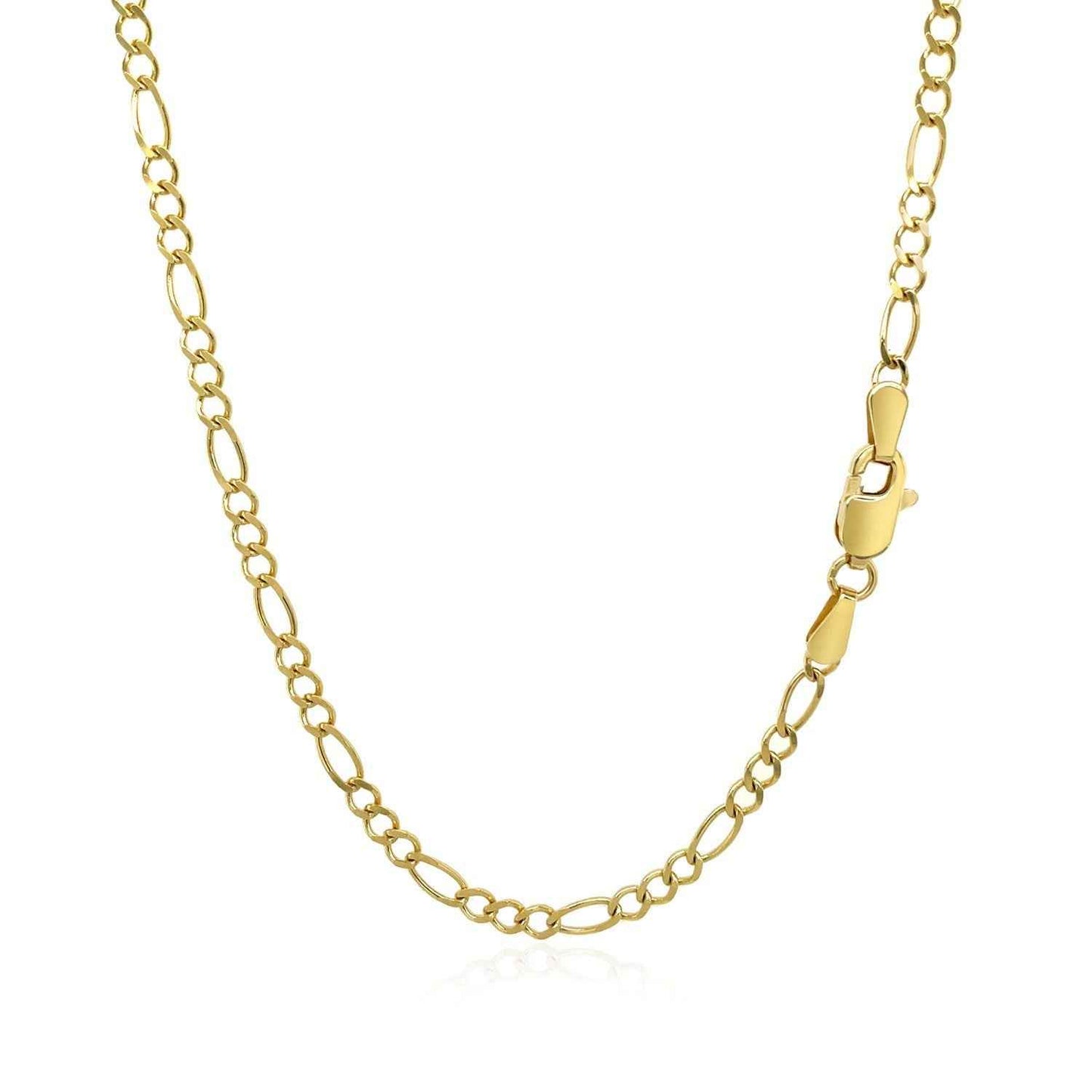3.0mm 10k Yellow Gold Solid Figaro Chain