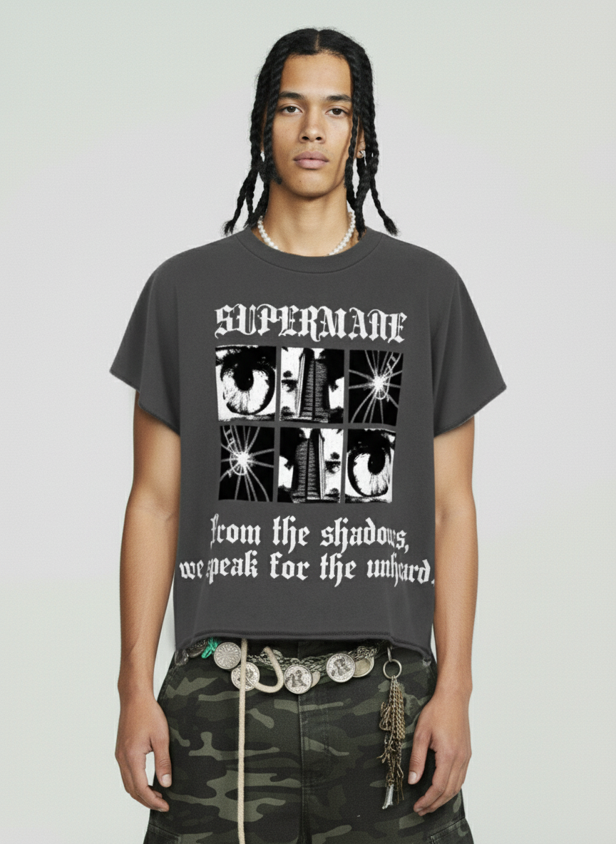 Gothic Text Graphic Cut-Off Sleeveless T-Shirt - Luxuryurbanwear
