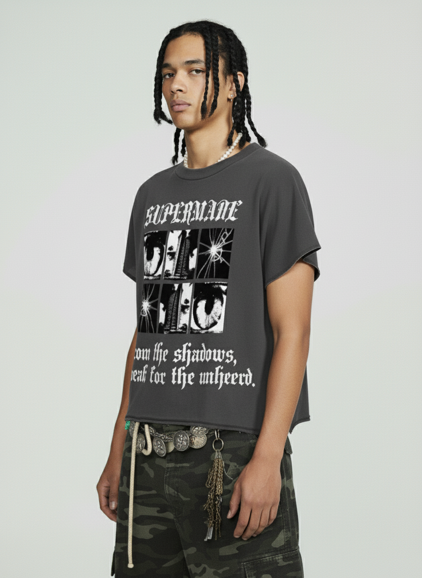Gothic Text Graphic Cut-Off Sleeveless T-Shirt - Luxuryurbanwear