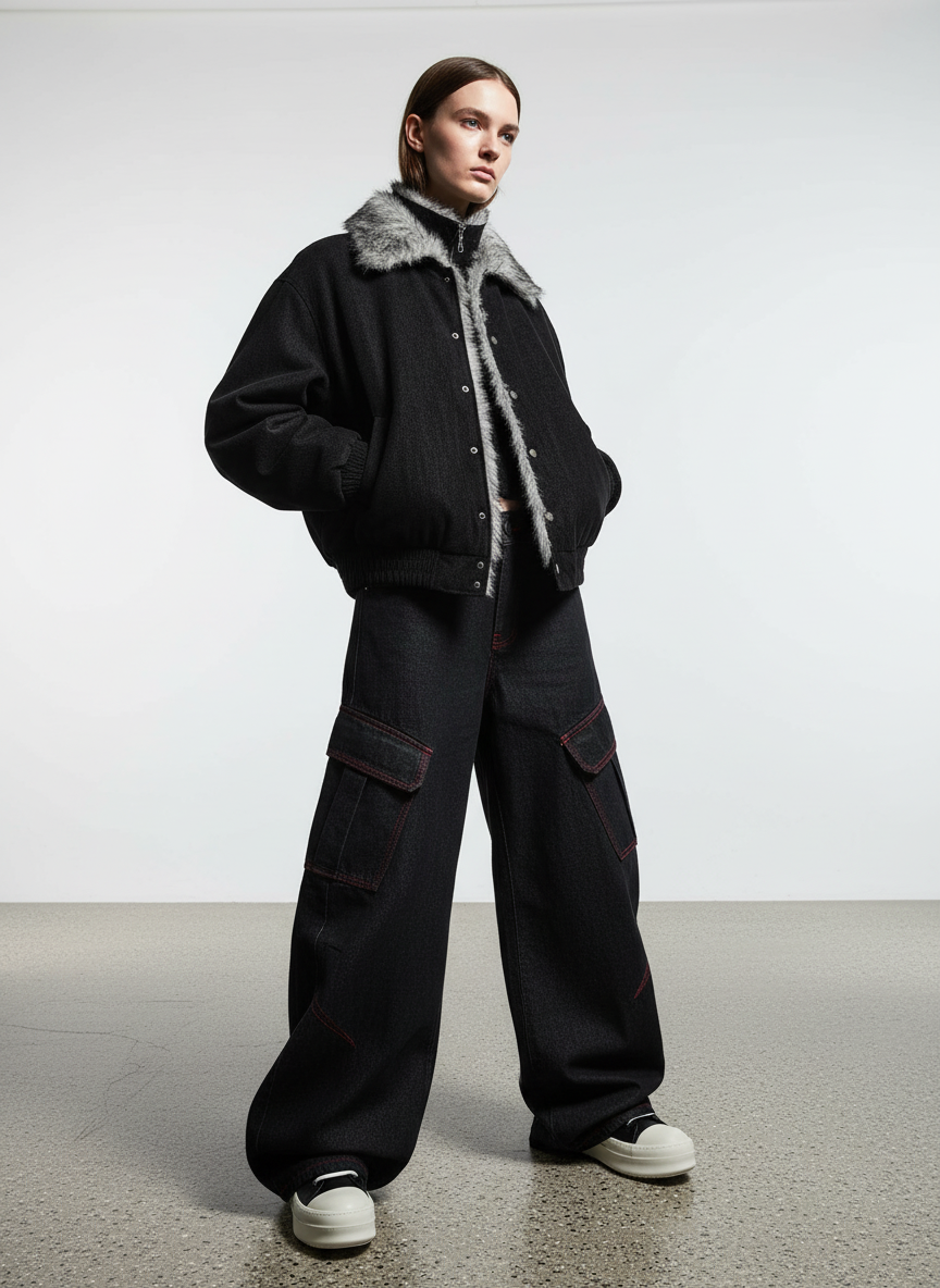 Vintage Dual-layer Collar Fleece-lined Zipper Jacket - Luxuryurbanwear