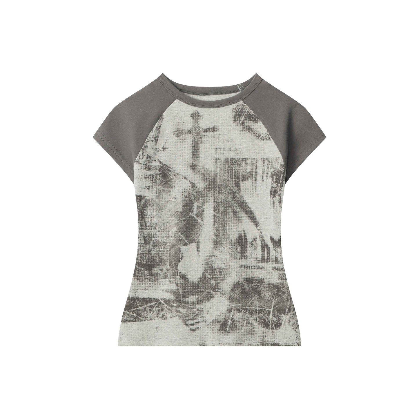 Grunge Cross | Fitted Graphic Raglan Tee