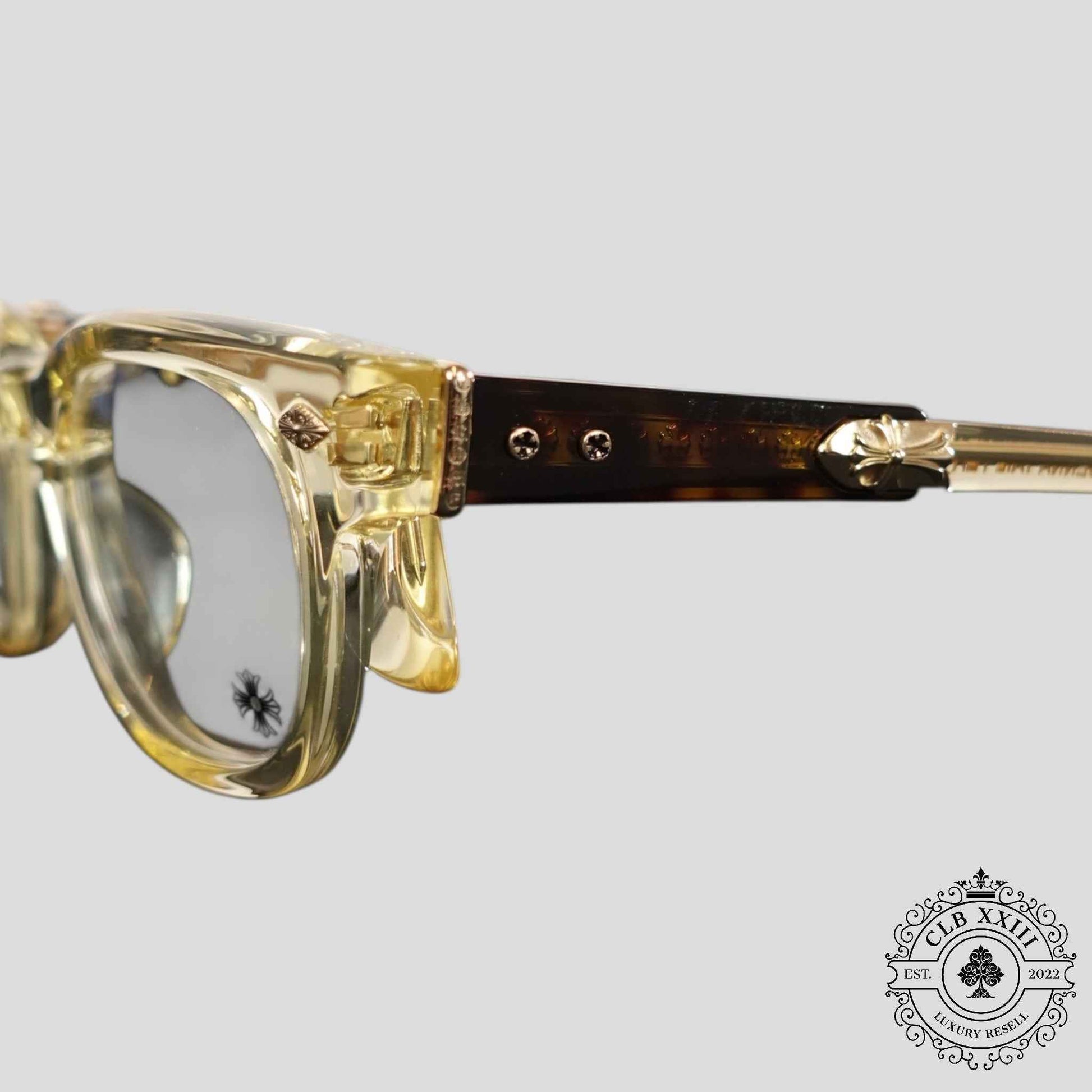 Chrome Hearts Jenna Tail Yea Glasses in Clear/Gold