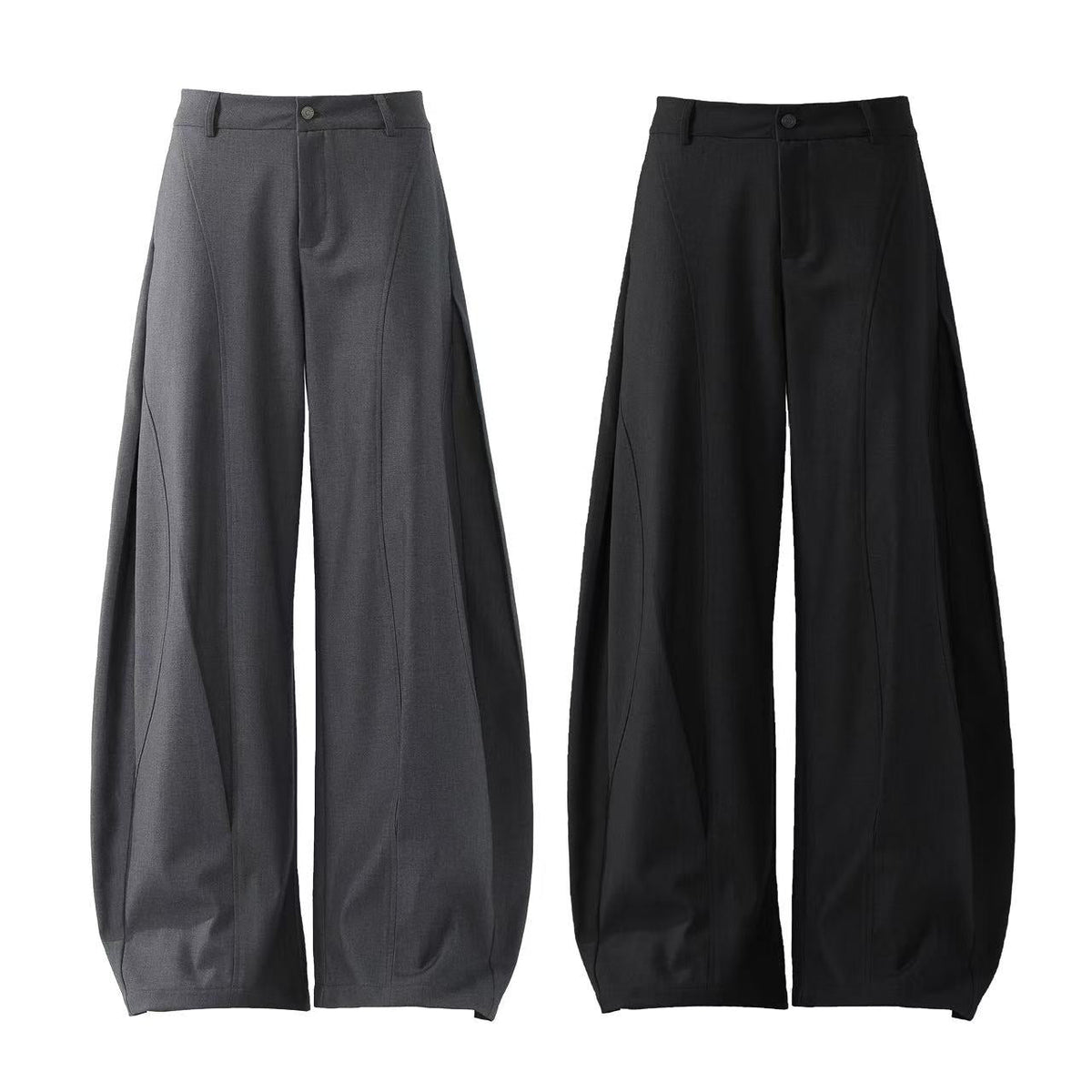 Deconstructed Wide-Leg Baggy Suit Pants