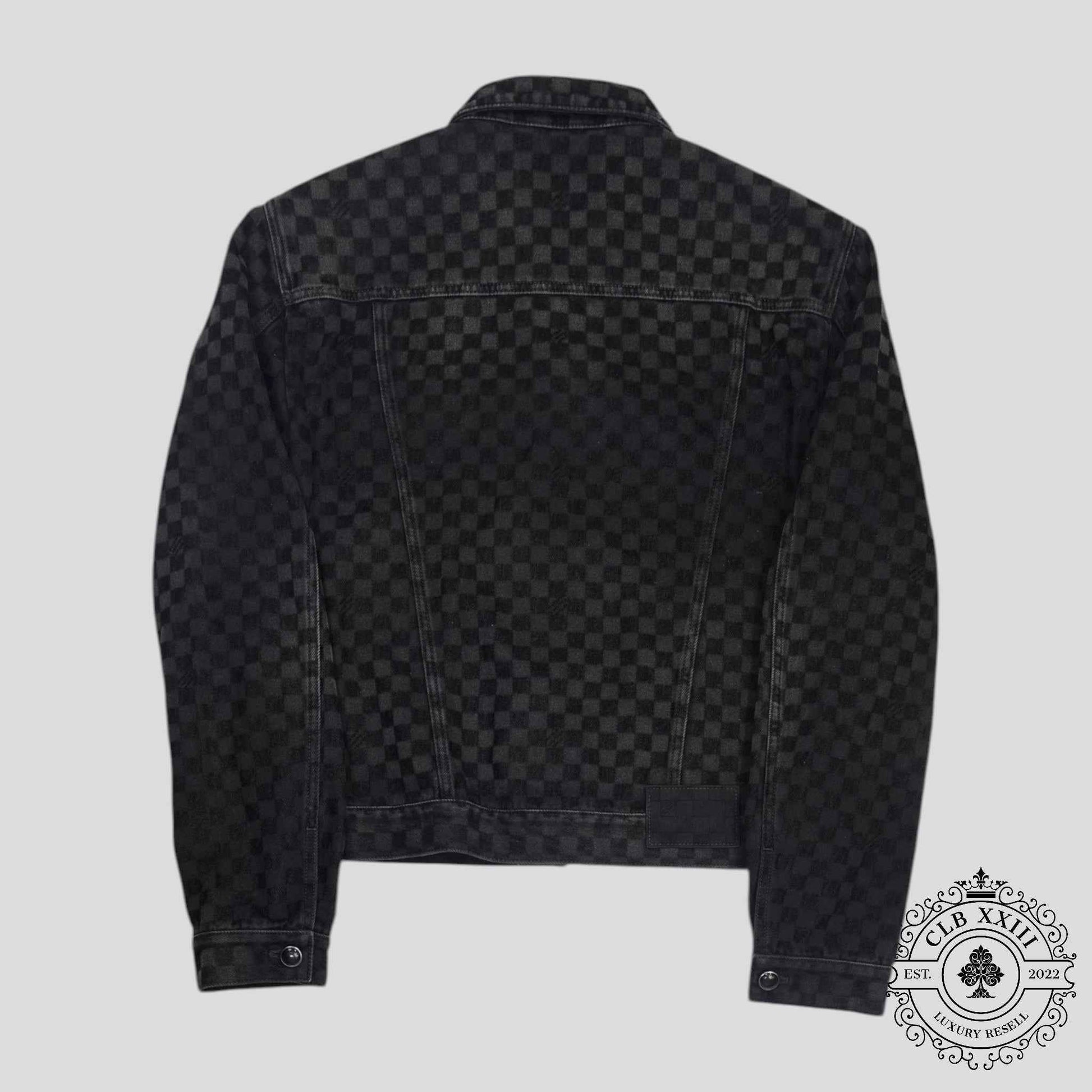 Louis Vuitton Damier Ultrablack Flocked Denim Trucker Jacket in Black