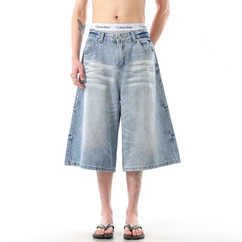 Washed Denim Knee-Length Jorts