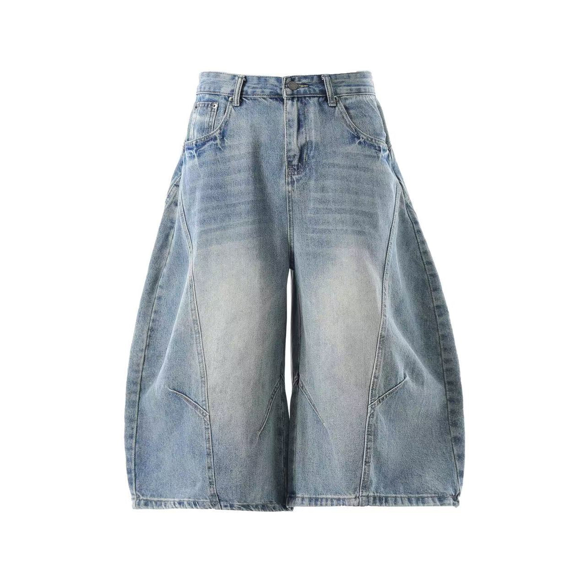 Wide-Leg  Baggy Knee-Length Jorts