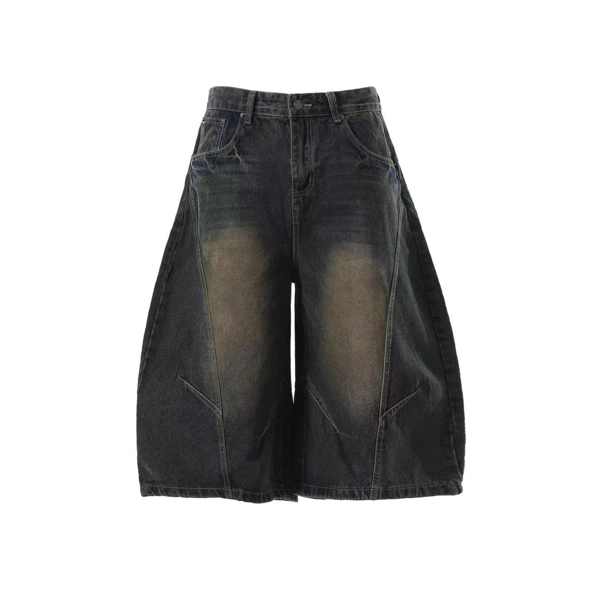 Wide-Leg  Baggy Knee-Length Jorts