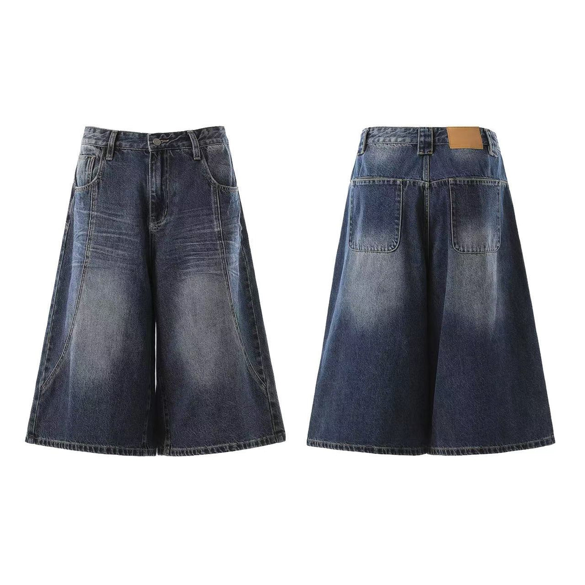 Washed Denim Knee-Length Jorts
