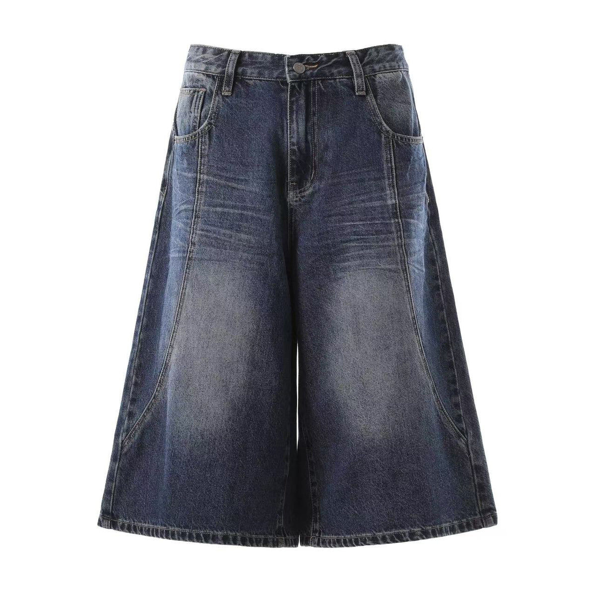 Washed Denim Knee-Length Jorts