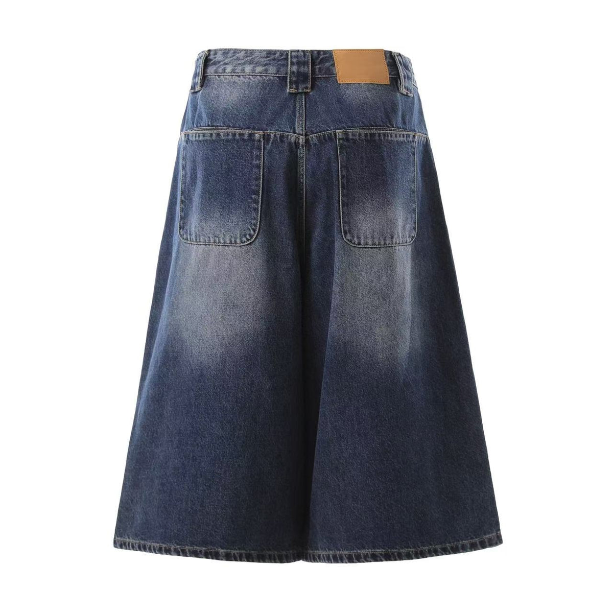 Washed Denim Knee-Length Jorts