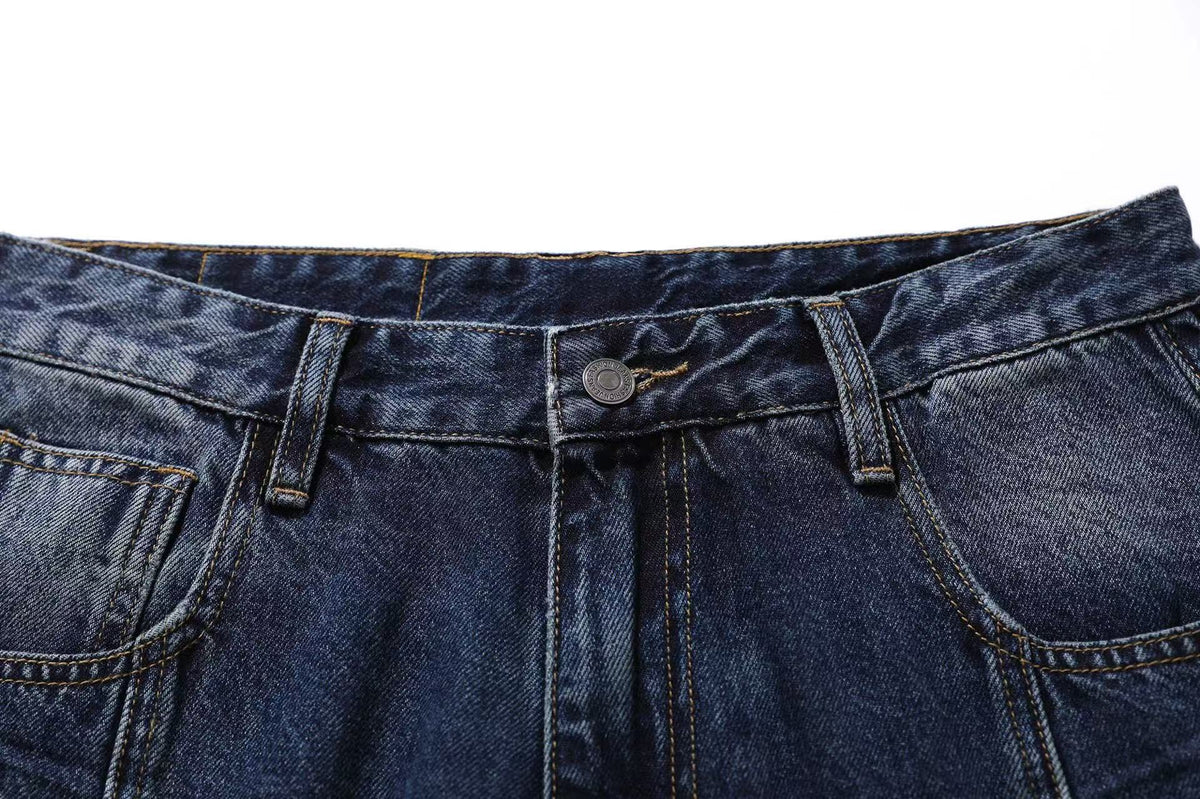 Washed Denim Knee-Length Jorts