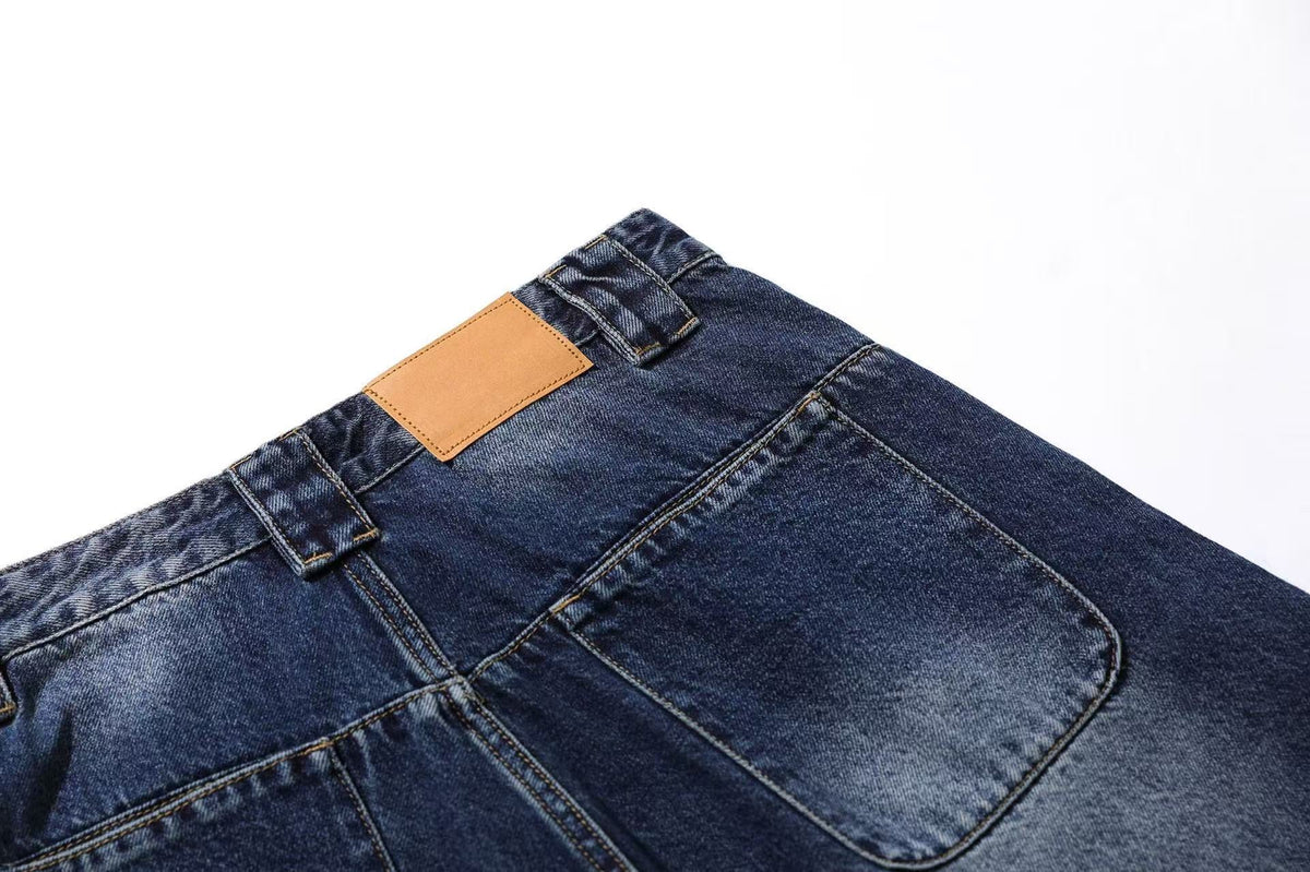 Washed Denim Knee-Length Jorts
