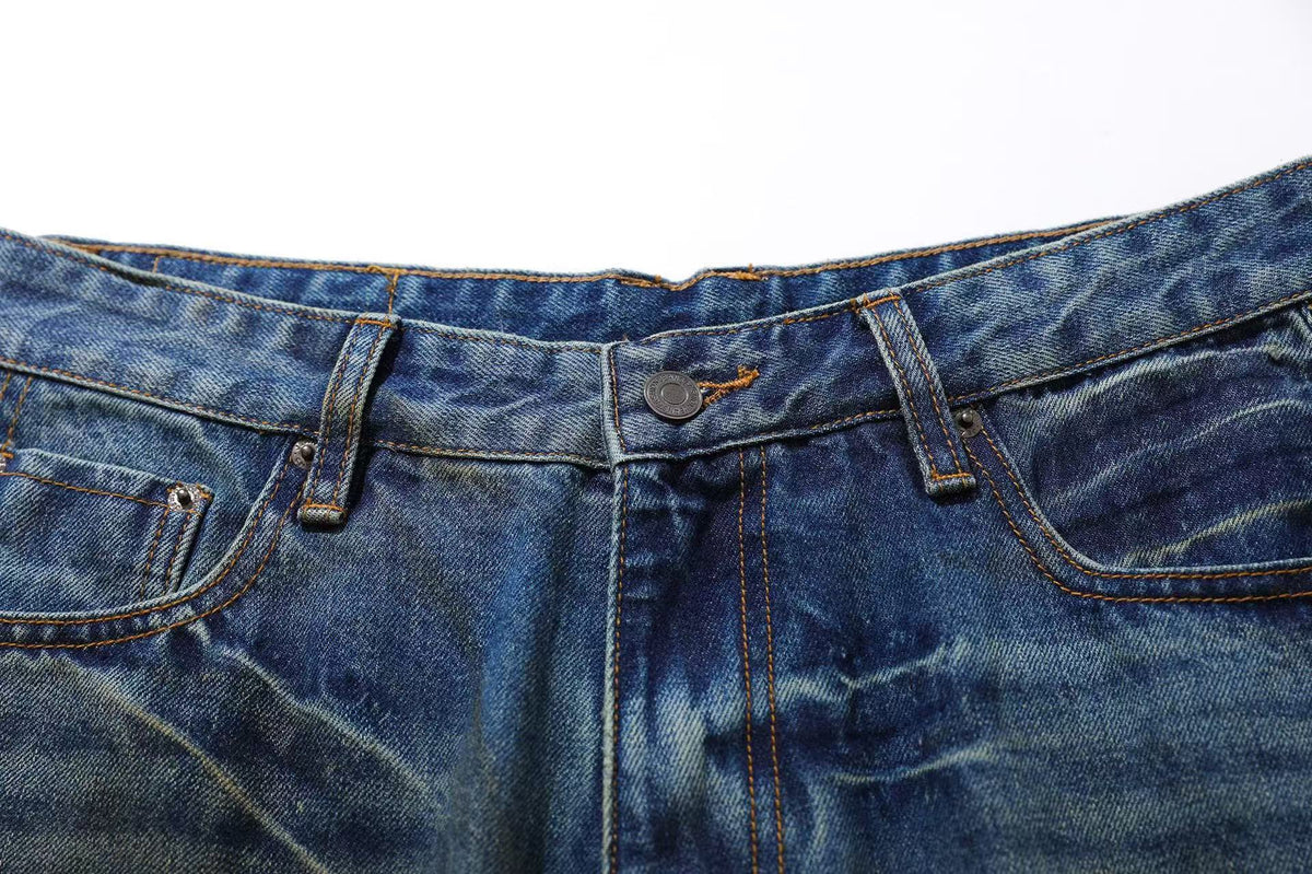 Washed Denim Knee-Length Jorts