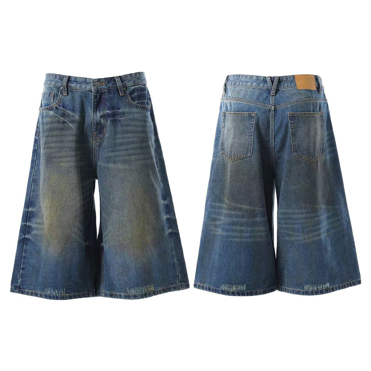 Washed Denim Knee-Length Jorts