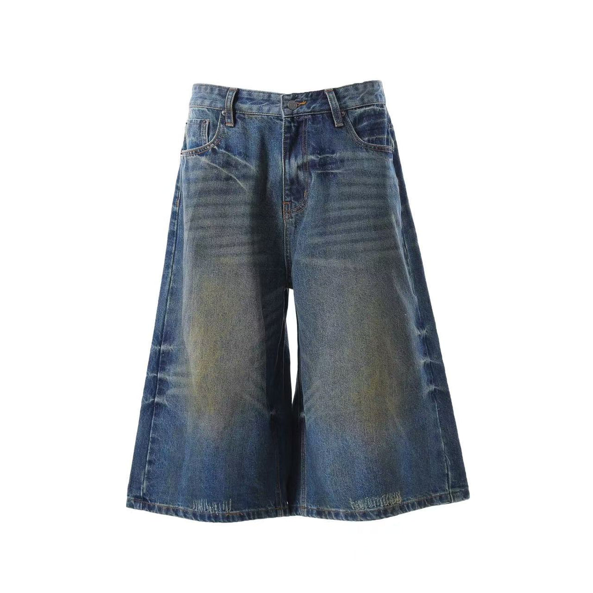 Washed Denim Knee-Length Jorts