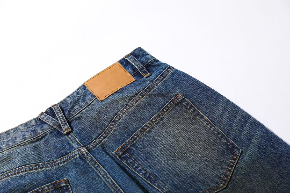 Washed Denim Knee-Length Jorts