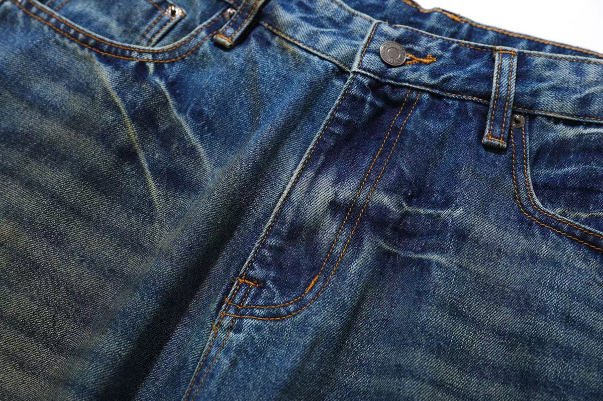 Washed Denim Knee-Length Jorts