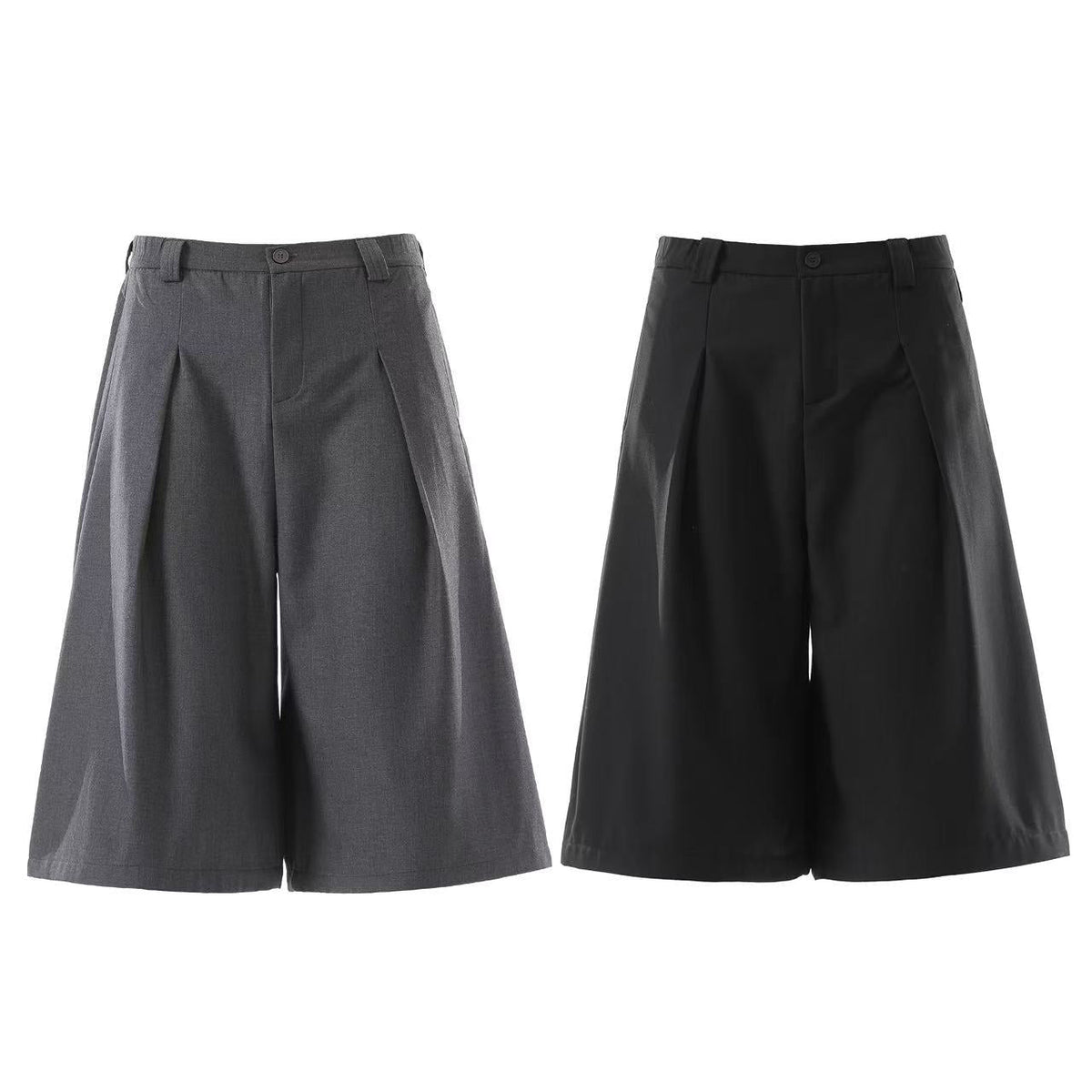 Wide-Leg Knee-Length Slacks Jorts