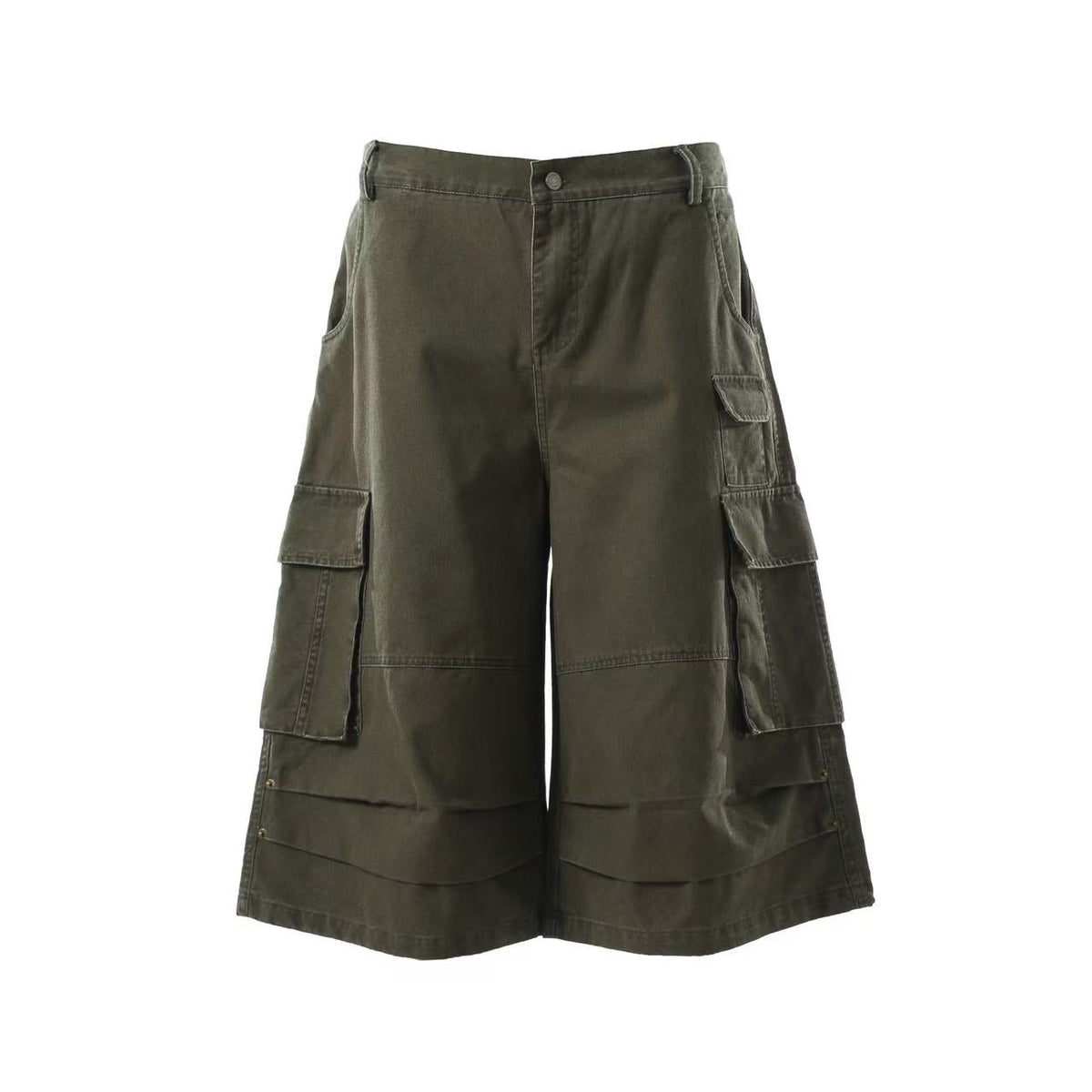 Wide-Leg Knee-Length Cargo Jorts