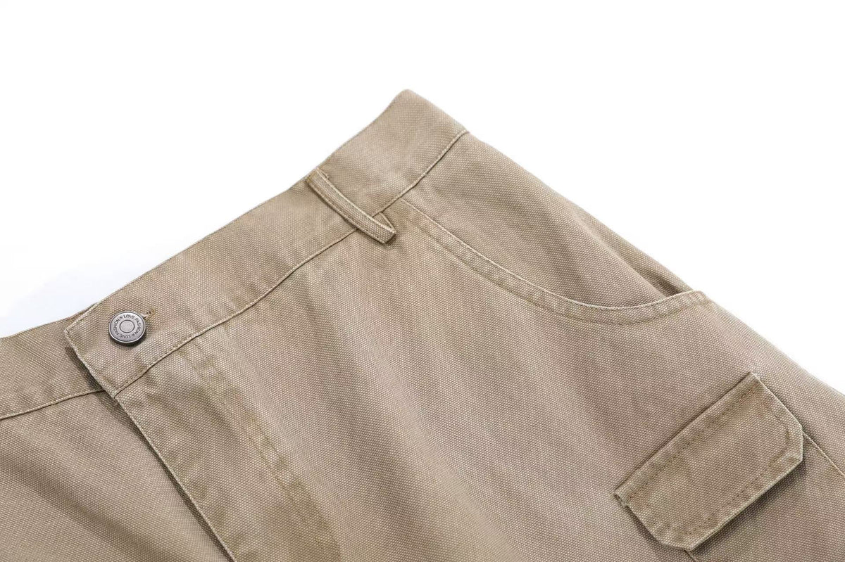 Wide-Leg Knee-Length Cargo Jorts
