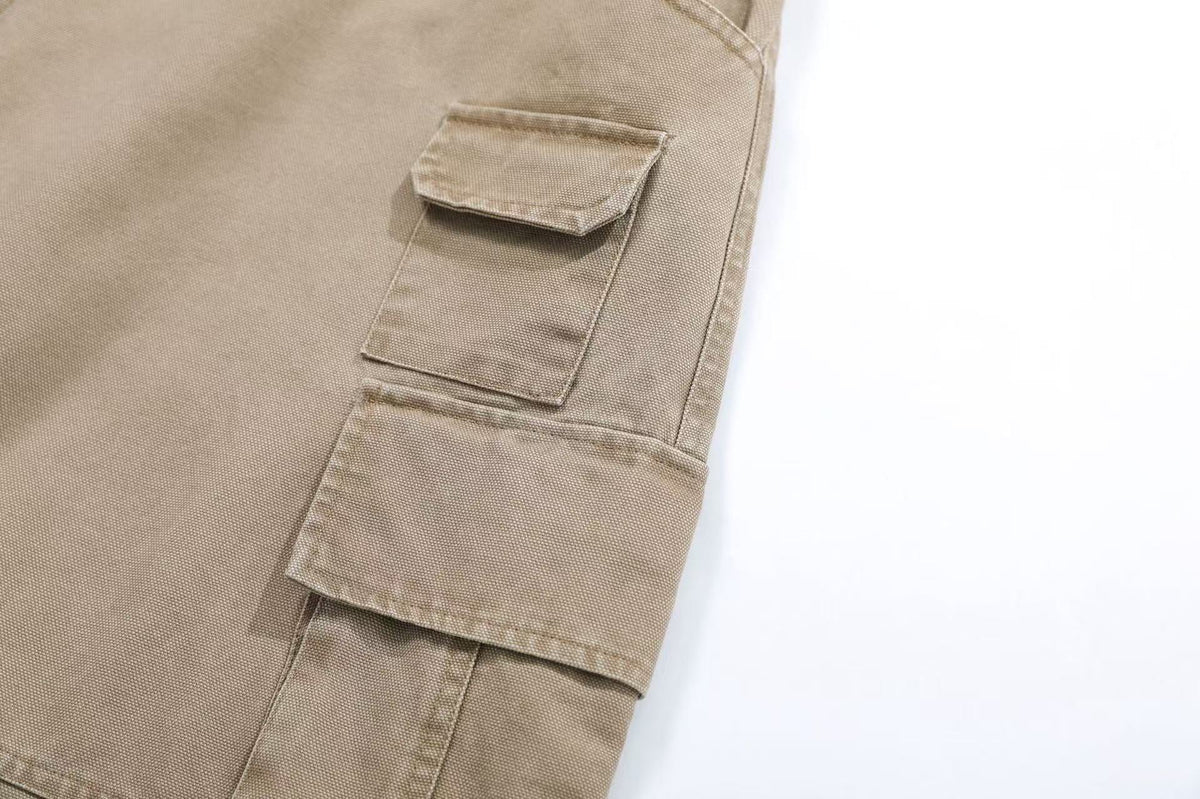 Wide-Leg Knee-Length Cargo Jorts