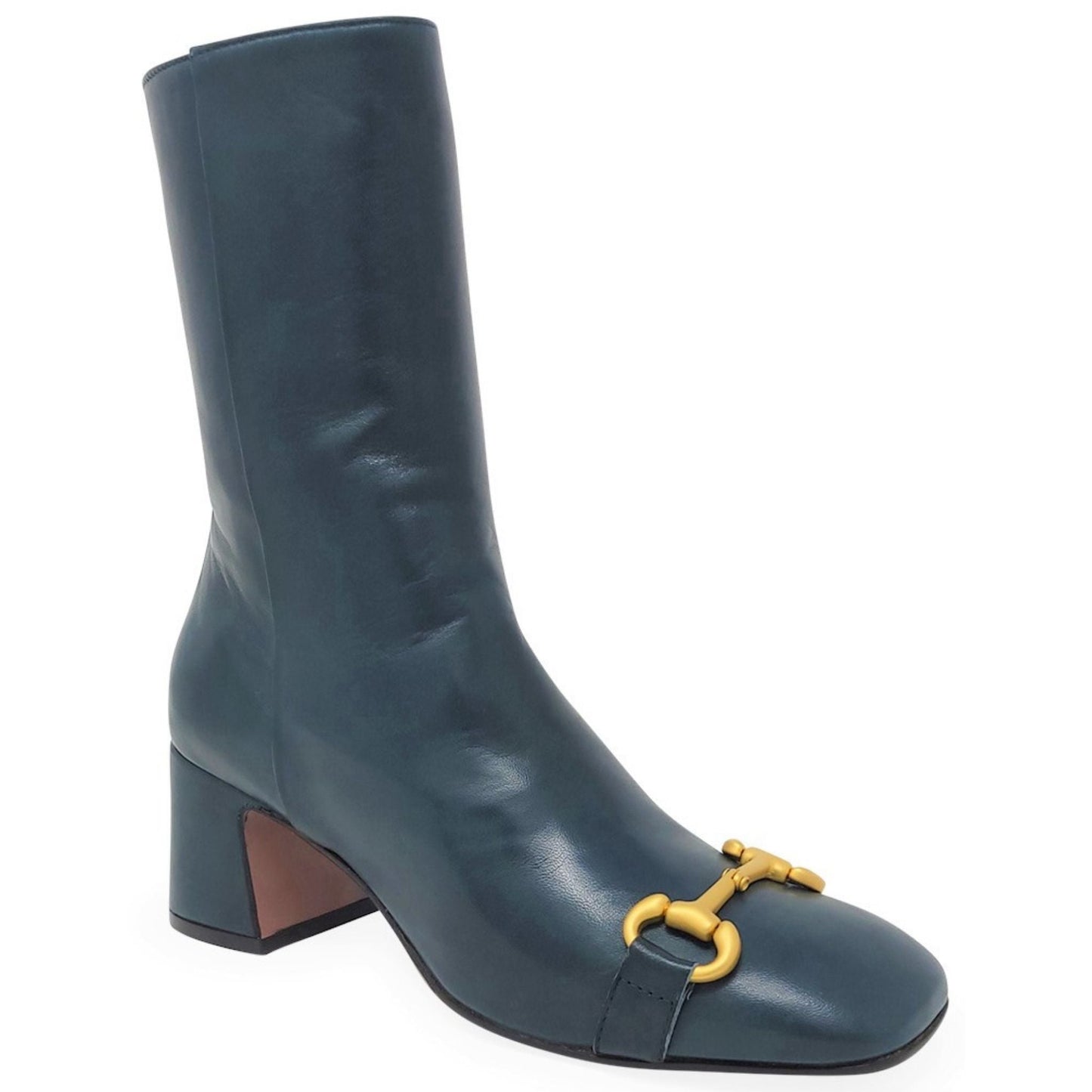 Teal Leather Back Stripe Boot - JUSTLUXURY
