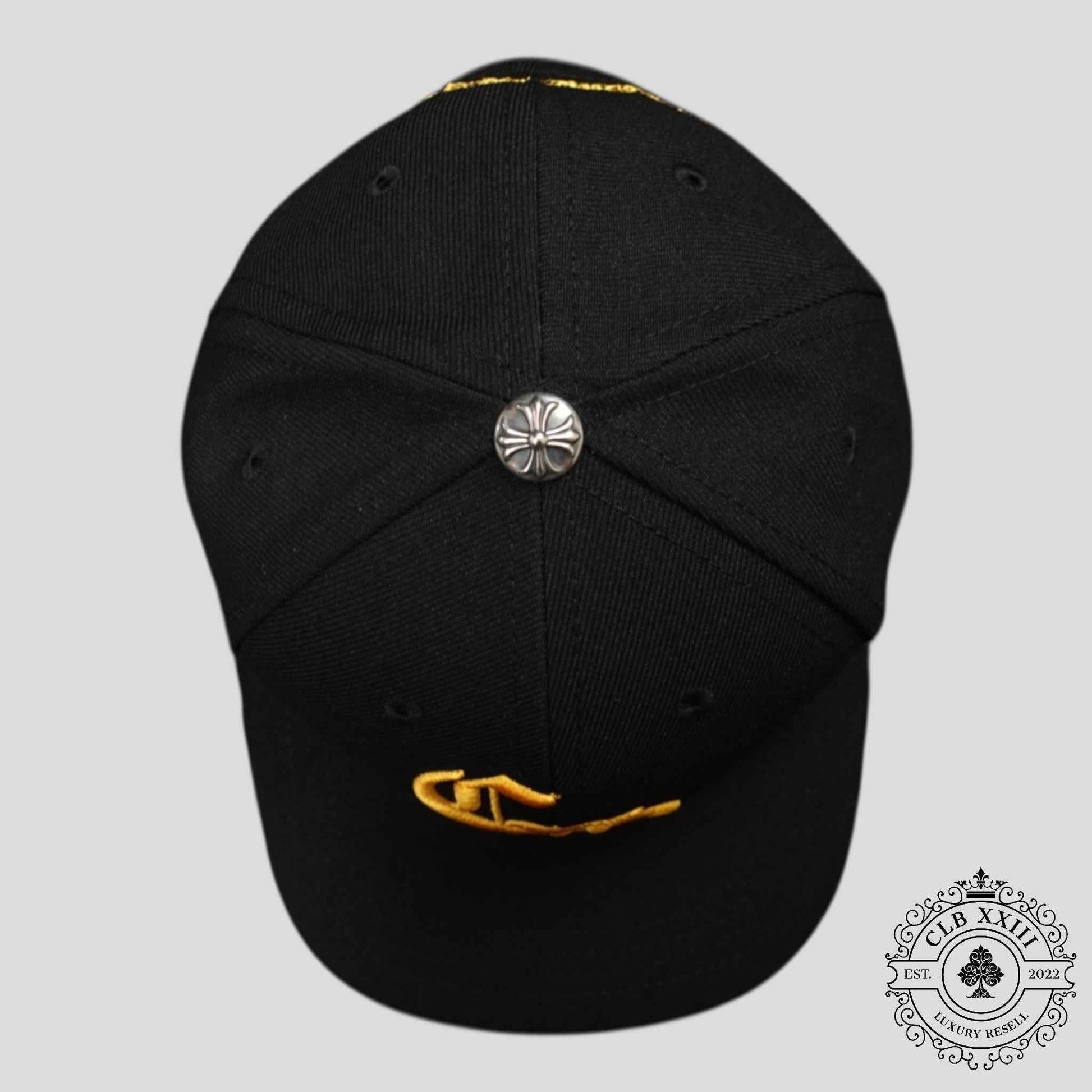 Chrome Hearts CH Embroidered Hat in Black / Gold