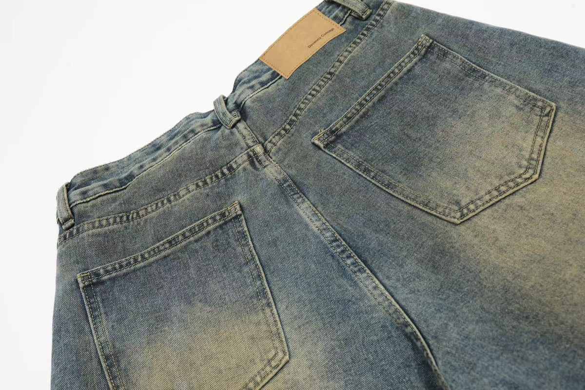Distressed Camo Denim Knee-Length Jorts