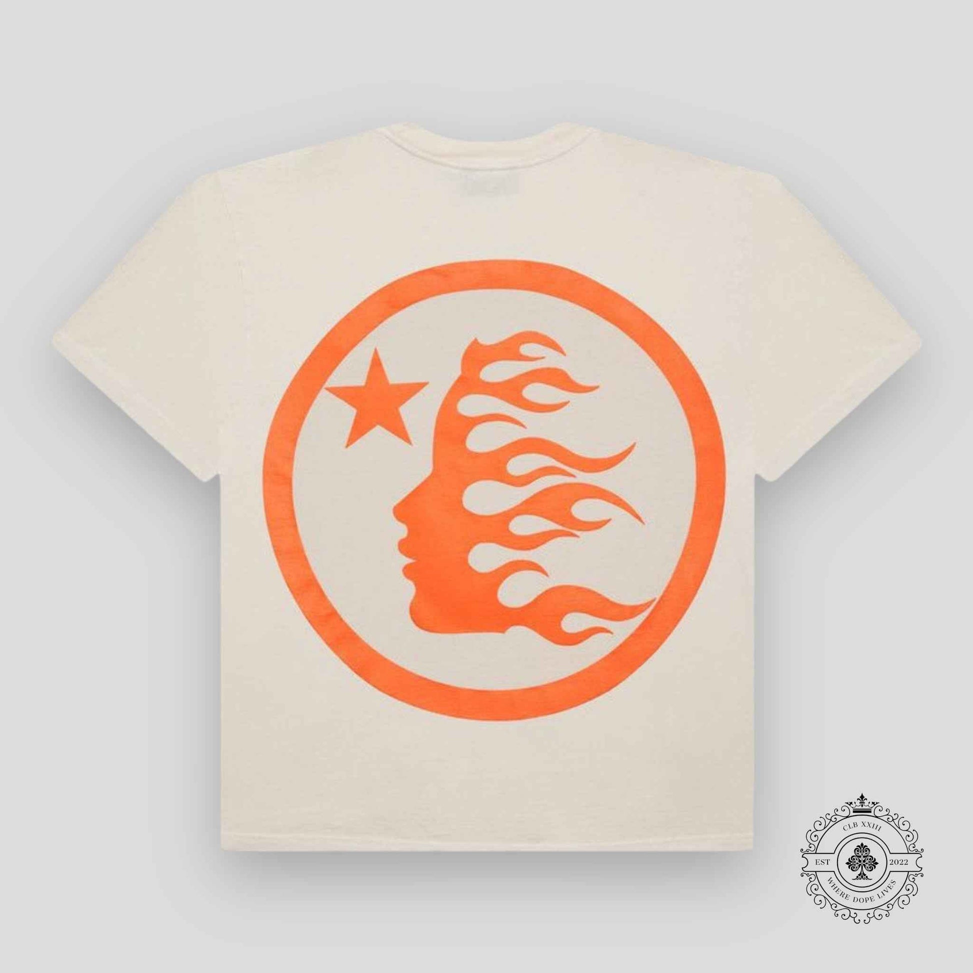 Hellstar Sport Logo Gel T-shirt in Cream / Orange